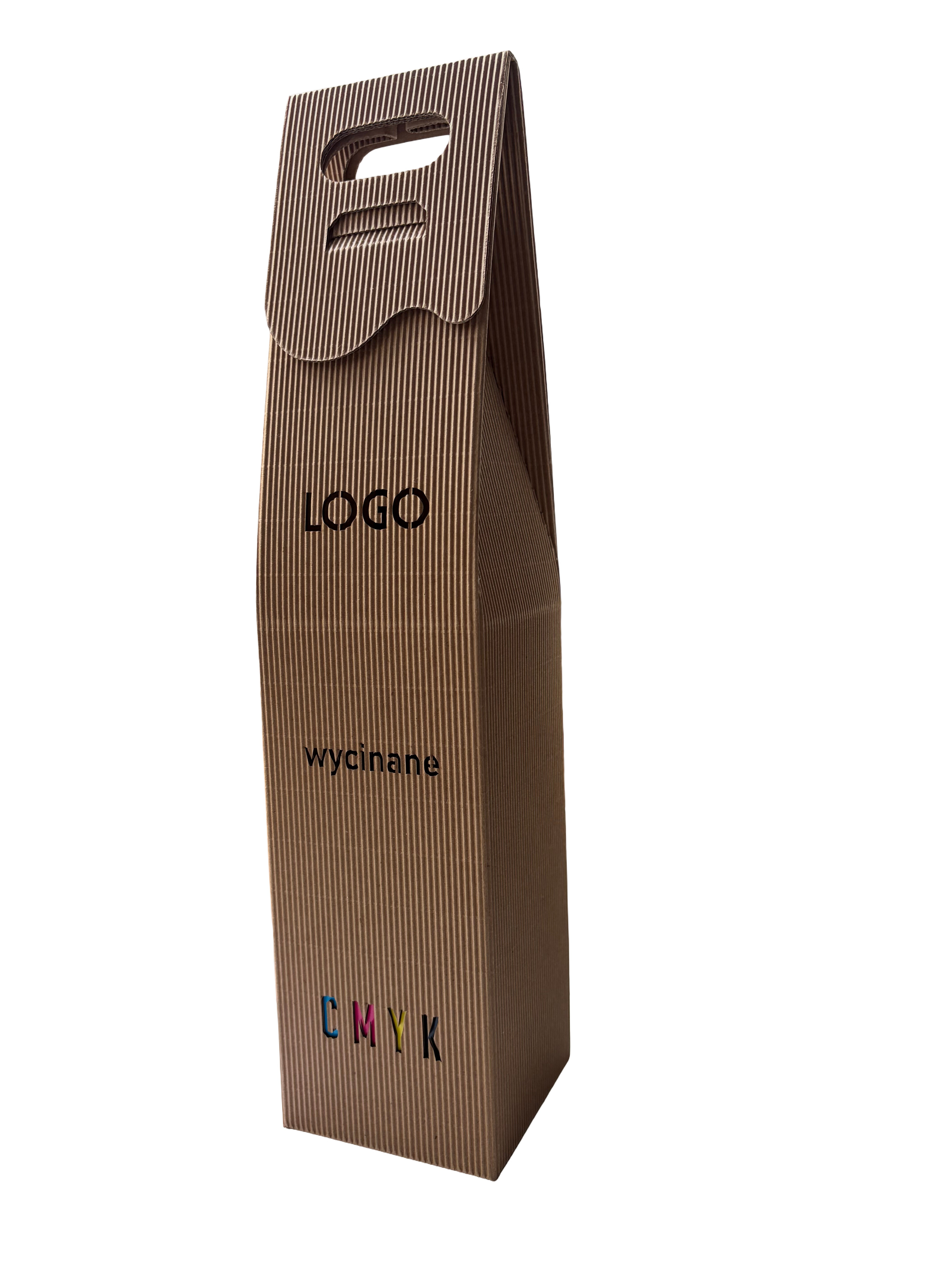 Opakowanie kraft z wycinanym logo CMYK